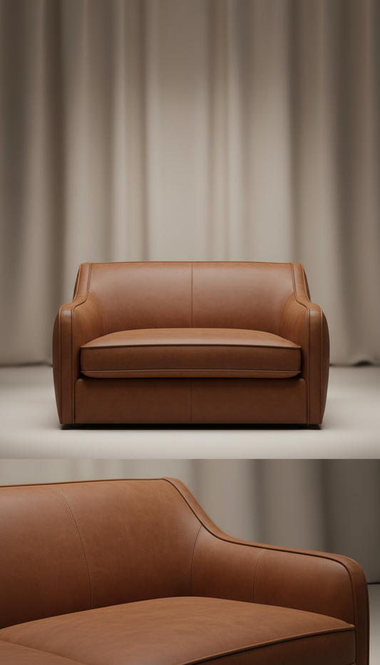 Méridienne cuir cognac pleine fleur