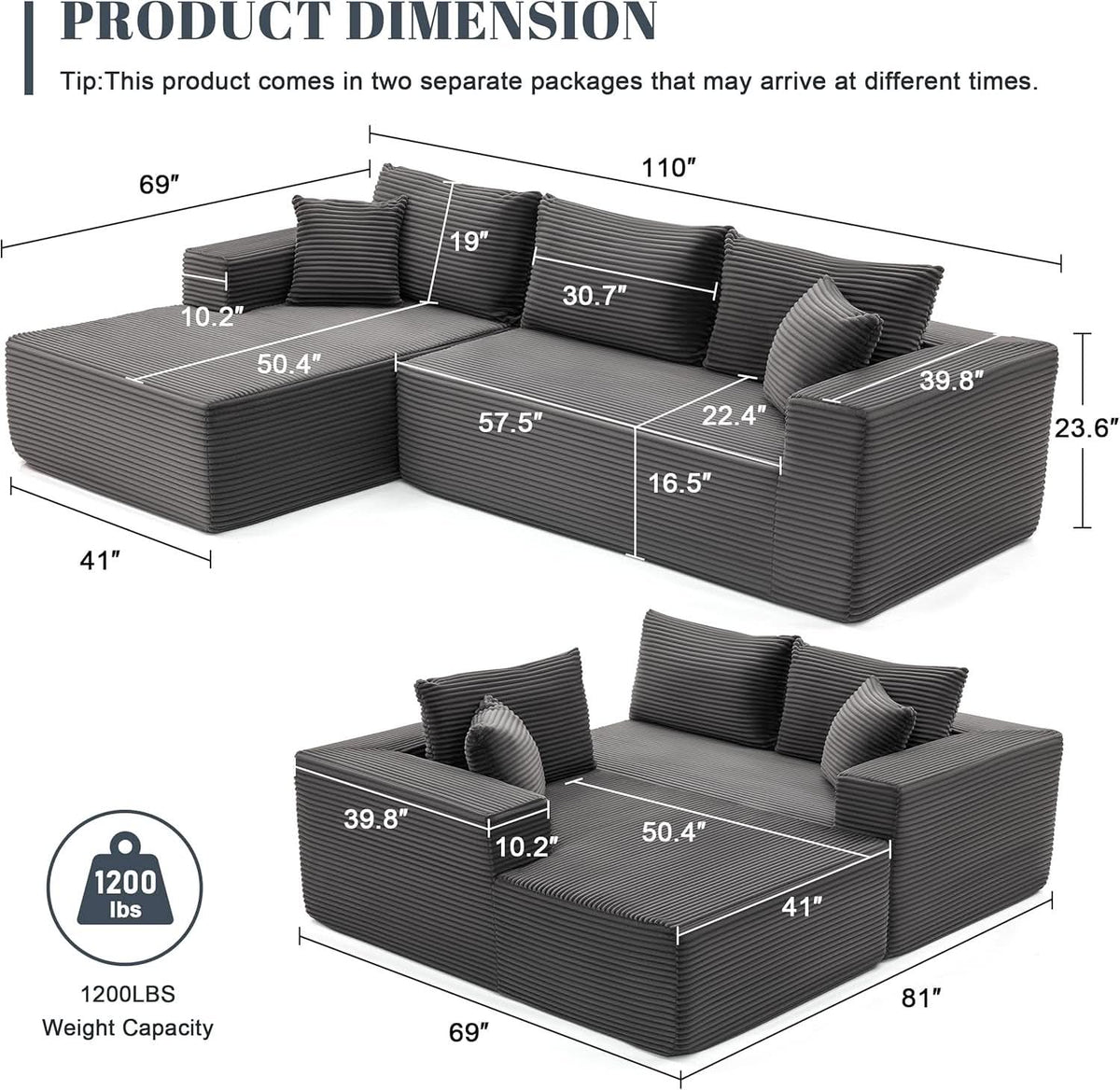 Canapé modulable nuage — Assise profonde